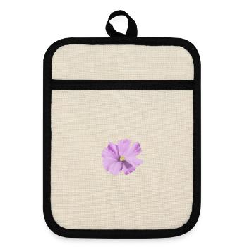 Lilas fleur aquarelle - Maniques avec dos en caoutchouc - lin/noir  - Devant