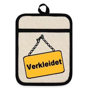 Party Shirt ,Feiern , Karneval, Verkleidet(25) - Topflappen mit Gummirückseite - Leinen/Schwarz  - Vorne