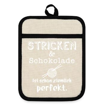 stricken und schokolade - Topflappen mit Gummirückseite - Leinen/Schwarz  - Vorne