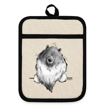 Lustiger Wolfsspitz I Comic Hund Geschenk - Topflappen mit Gummirückseite - Leinen/Schwarz  - Vorne
