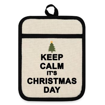 Keep calm Christmas - Pot holders with rubber back - linen/black  - Front