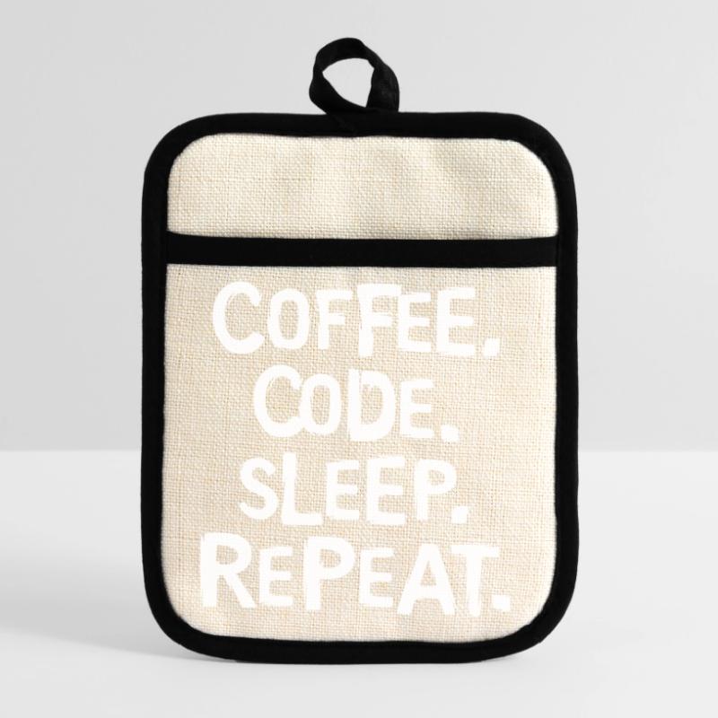 coffee code sleep - repeat programmer work Pot holders with rubber back