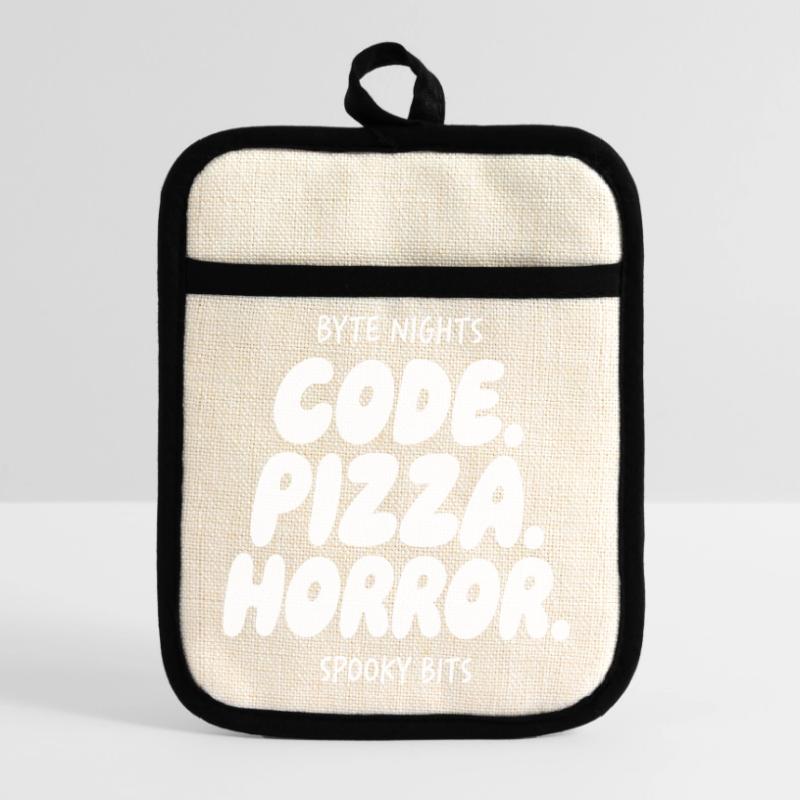 Byte Nächte: Code Pizza Horror Topflappen mit Gummirückseite