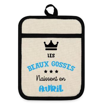 Cadeau naissance bébé garçon Avril Beaux Gosses - Maniques avec dos en caoutchouc - lin/noir  - Devant