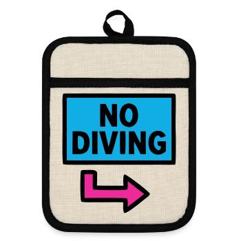 No Diving Sign Pool Retro - Pot holders with rubber back - linen/black  - Front