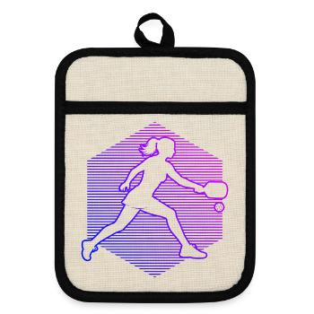 Idée d’entraîneur de pickleball pour les fans de joueurs de pickleball - Maniques avec dos en caoutchouc - lin/noir  - Devant
