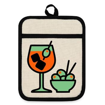 Graphique de cocktail Martini - Maniques avec dos en caoutchouc - lin/noir  - Devant