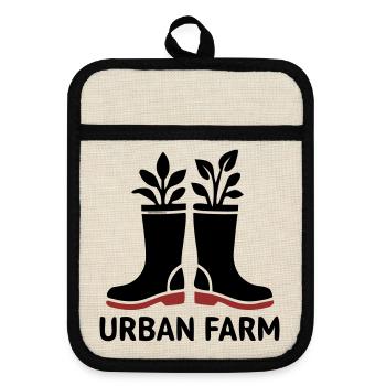 Logo des bottes en caoutchouc de ferme urbaine - Maniques avec dos en caoutchouc - lin/noir  - Devant
