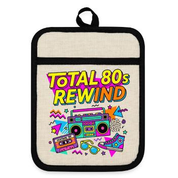 Total 80s Rewind - Topflappen mit Gummirückseite - Leinen/Schwarz  - Vorne