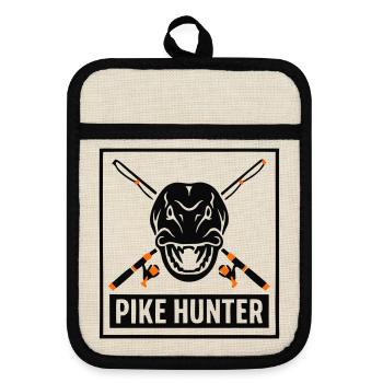 Pike Jaeger Coat of Arms Logo - Pot holders with rubber back - linen/black  - Front