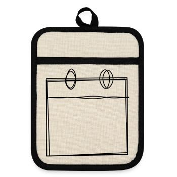 Kalenderblatt handgezeichnet - Topflappen mit Gummirückseite - Leinen/Schwarz  - Vorne