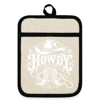 Howdy Western - Topflappen mit Gummirückseite - Leinen/Schwarz  - Vorne