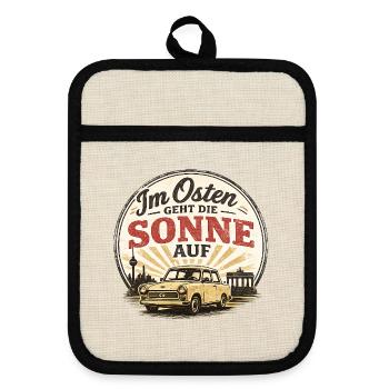 Osten Sonnenaufgang Ossi - Topflappen mit Gummirückseite - Leinen/Schwarz  - Vorne