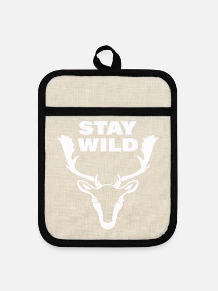STAY WILD - Topflappen mit Gummirückseite - Leinen/Schwarz