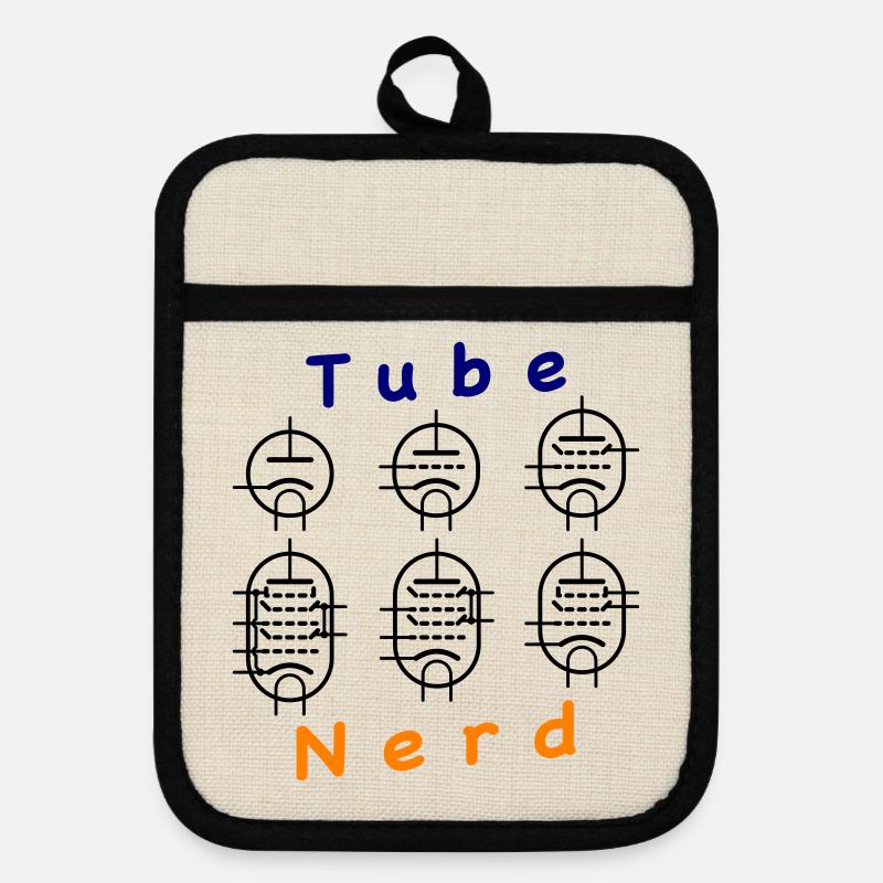 Vacuum Tube Nerd - Pot holders with rubber back - linen/black