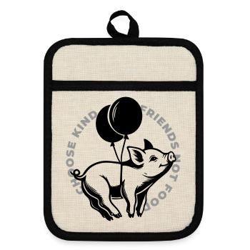 Schweine sind Freunde - Topflappen mit Gummirückseite - Leinen/Schwarz  - Vorne
