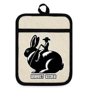Rabbit Rider (texte léger - avec contour, 3 couleurs) - Maniques avec dos en caoutchouc - lin/noir  - Devant