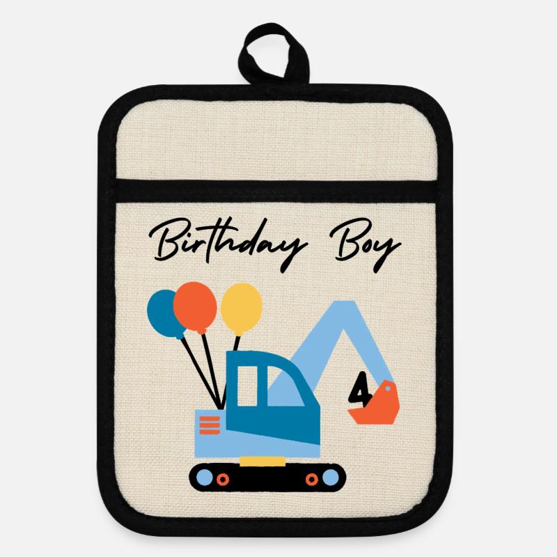 Light excavator - Pot holders with rubber back - linen/black 