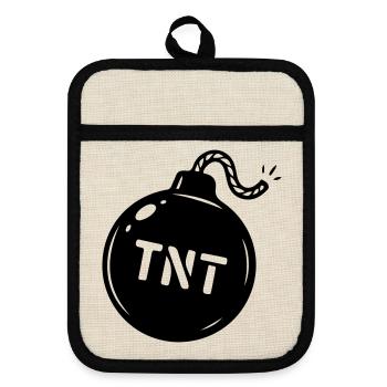 Bomb TNT Symbol - Pot holders with rubber back - linen/black  - Front