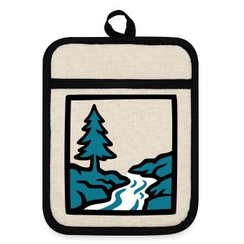 Logo de la nature de la forêt de la rivière - Maniques avec dos en caoutchouc - lin/noir  - Devant