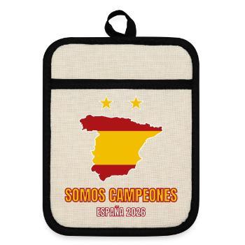 Somos Campeones España 2026 Football Fan T-Shirt - Pot holders with rubber back - linen/black  - Front