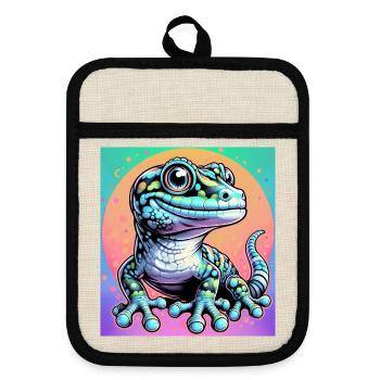 Gecko - Pot holders with rubber back - linen/black  - Front