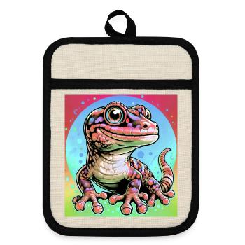 Gecko - Pot holders with rubber back - linen/black  - Front