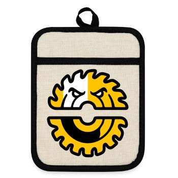 Kreissaege Maskottchen Logo - Topflappen mit Gummirückseite - Leinen/Schwarz  - Vorne