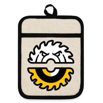 Kreissaege Gesicht Grafik - Topflappen mit Gummirückseite - Leinen/Schwarz  - Vorne