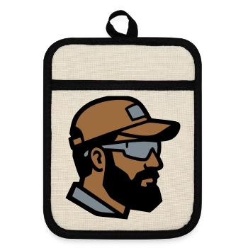 Handwerker Profil Logo - Topflappen mit Gummirückseite - Leinen/Schwarz  - Vorne