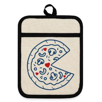 Pizza-Dad-Shirt, lustiges neues Dad-Pizza-Geschenk - Topflappen mit Gummirückseite - Leinen/Schwarz  - Vorne