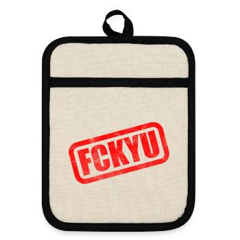 FCKYU Steuer-ID - Topflappen mit Gummirückseite - Leinen/Schwarz  - Vorne