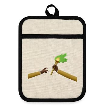 Congo - Passing of the Flame Zaire - Pot holders with rubber back - linen/black  - Front