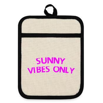 Sunny Vibes Only - Pot holders with rubber back - linen/black  - Front
