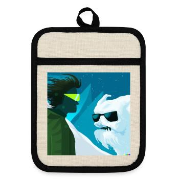 Yeti Encounters - Pot holders with rubber back - linen/black  - Front