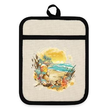 Beach Dream - Pot holders with rubber back - linen/black  - Front