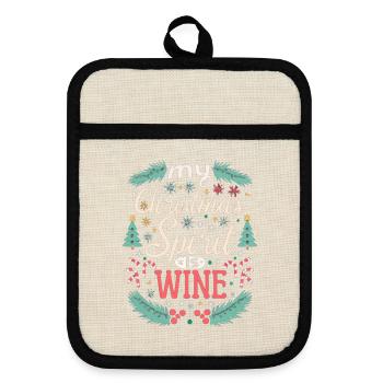 My Christmas Spirit Is Wine - Pot holders with rubber back - linen/black  - Front