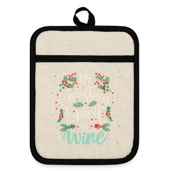 My Christmas Spirit Is Wine - Pot holders with rubber back - linen/black  - Front