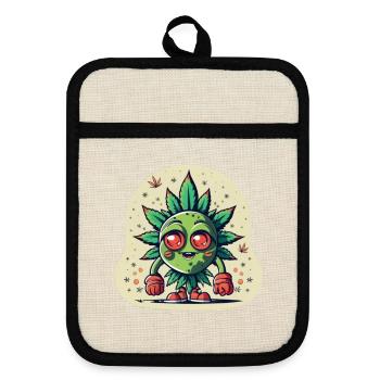 Broccoli Boy - Pot holders with rubber back - linen/black  - Front