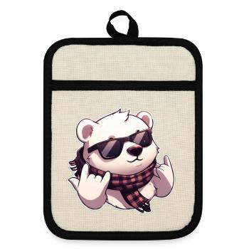 Plus frais que votre frigo – Édition Polar Bear - Maniques avec dos en caoutchouc - lin/noir  - Devant