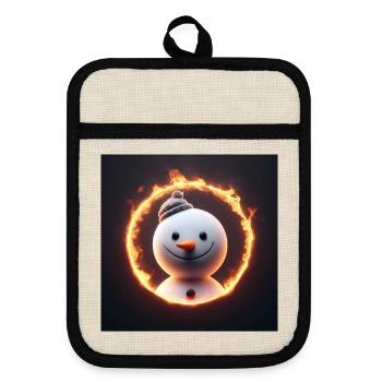 Bonhomme de neige regardant à travers l’anneau de feu - Maniques avec dos en caoutchouc - lin/noir  - Devant