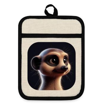 Suricate dans le style d’animation - Maniques avec dos en caoutchouc - lin/noir  - Devant