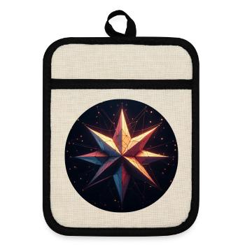 Bunter Stern Galaxy - Topflappen mit Gummirückseite - Leinen/Schwarz  - Vorne