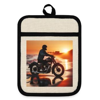 Moto Vieux Coucher de Soleil 1 - Maniques avec dos en caoutchouc - lin/noir  - Devant