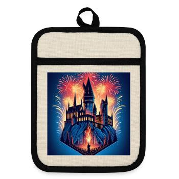 Magic Castle 3 - Pot holders with rubber back - linen/black  - Front