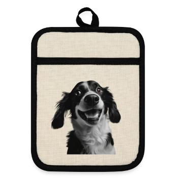 Sourire de cheer des border collies - Maniques avec dos en caoutchouc - lin/noir  - Devant