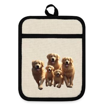 Golden Retriever Pack Parade - Pot holders with rubber back - linen/black  - Front