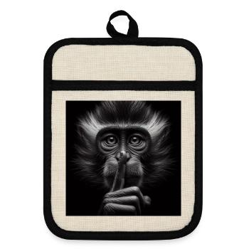A Silent Monkey - Pot holders with rubber back - linen/black  - Front