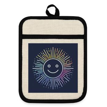 A cool, cheerful sun - Pot holders with rubber back - linen/black  - Front