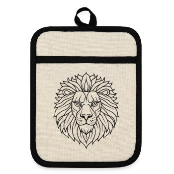 Tête de Lion - Maniques avec dos en caoutchouc - lin/noir  - Devant